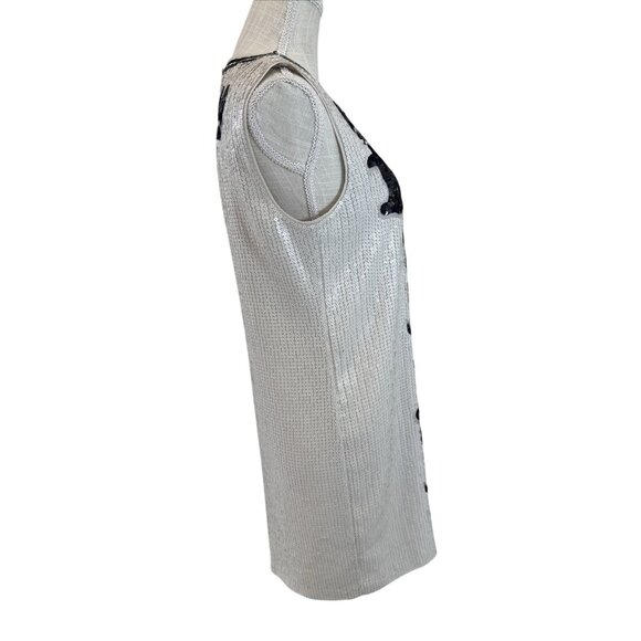 BCBG Beige With Black Sequin Pattern Sleeveless Mini Dress S - Picture 4 of 10